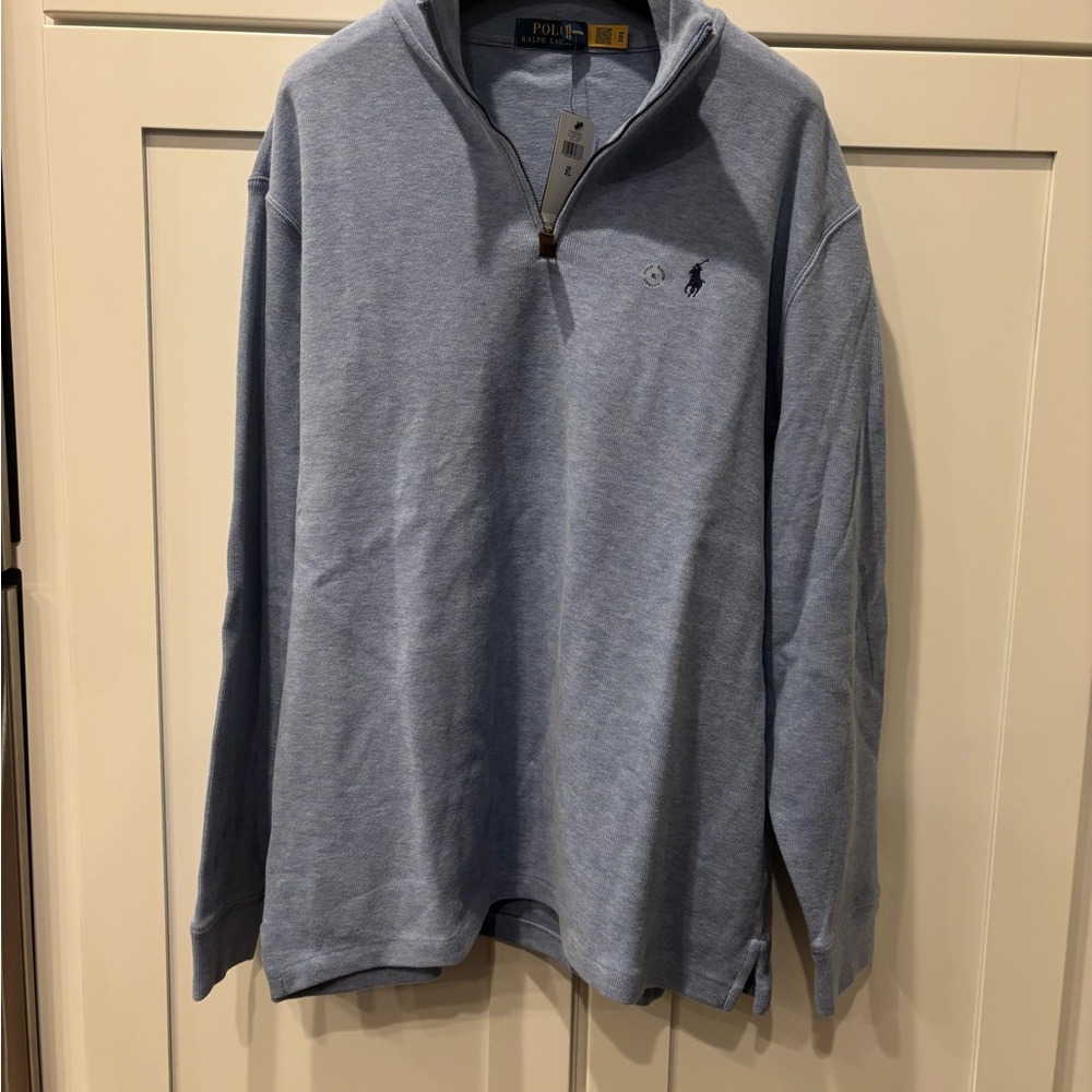 Ralph Lauren Men's Light Blue Zip-Up Sweater